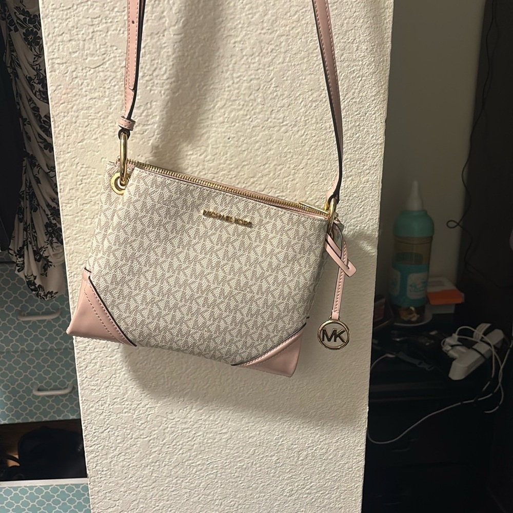 Michael Kors Pink and Cream Crossbody Bag